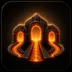 Premium 3D icon featuring three stone archways glowing at the end of molten copper ember paths on a deep basalt dark backgrou